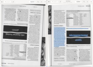 Abbildung 3: Links das eingescannte Dokument im Originalzustand, rechts die von OCRmyPDF in der Ausrichtung korrigierte und mit dem erkannten Text erg&auml;nzte Version.