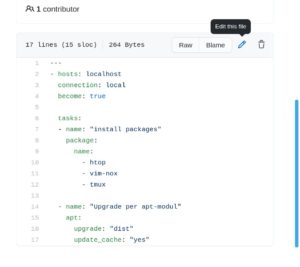 Abbildung 4: &Uuml;ber das Bleistiftsymbol editieren Sie Inhalte direkt auf Github. Sinnvoller ist aber das Bearbeiten auf dem lokalen Rechner.