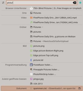 Abbildung 4: Die Begriffssuche findet alle Vorkommen des Suchbegriffs auf dem Rechner und erspart das &Ouml;ffnen des Dateimanagers Dolphin zum Start einer Suche. Dazu muss allerdings Baloo den Inhalt der Festplatte indiziert haben.