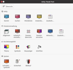 Abbildung 6: Das Tweak-Tool von Unity erinnert stark an die Einstelldialoge von Mate oder XFCE.