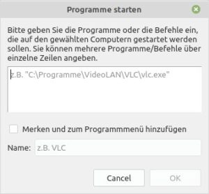 Abbildung 7: Mithilfe eines kleinen Konfigurationsdialogs starten Sie auf den Clients auch Applikationen. Diese Funktion setzt jedoch eine homogene Systemumgebung voraus.