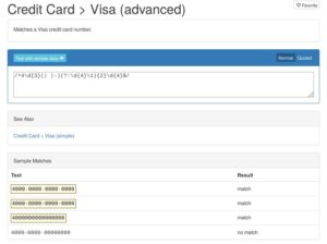 Abbildung 1: Mit regulären Ausdrücken validieren Sie den korrekten Aufbau einer Visa-Kartennummer relativ leicht.