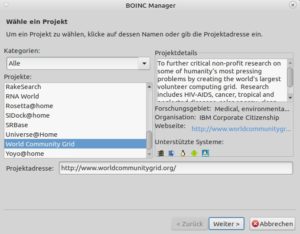Abbildung 1: Mithilfe eines Assistenten wählen Sie komfortabel das CoViD-19-Projekt aus einer Liste.