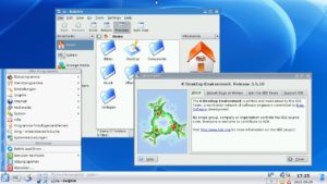 Abbildung 2: Das 2002&nbsp;ver&ouml;ffentlichte KDE&nbsp;3 trug ma&szlig;geblich zur Verbreitung von KDE bei. Die Anmutung wirkt aus heutiger Sicht erstmals modern. Den Abschluss bildete das heute noch beim Trinity-Projekt gepflegte KDE 3.5.10.