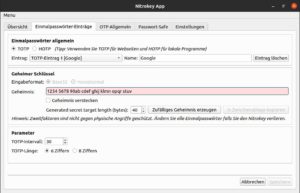 Abbildung 3: Die Nitrokey App nutzen Sie zum Erzeugen von Einmalpasswörtern zum sicheren Anmelden bei Online-Diensten.