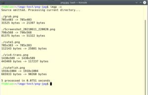 Abbildung 4: Imgp beherrscht mit der Option <code>-c</code> oder <code>--convert</code> das Umwandeln von PNG nach JPEG.
