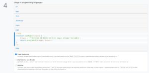 Abbildung 4: Nach Anwahl der gewünschten Programmiersprache erscheint ein regulärer Ausdruck, im Beispiel als PHP-Funktion.