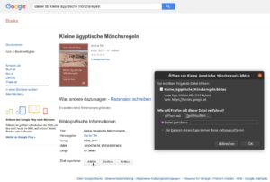 Abbildung 2: Google Books bietet die M&ouml;glichkeit, die bibliografischen Daten der dort verzeichneten Titel als BibTeX-Datei herunterzuladen. Diese BibTeX-Datei importieren Sie in JabRef.