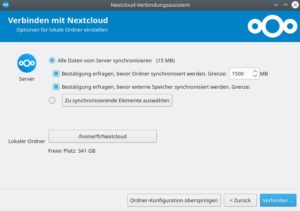 Abbildung 3: Der Desktop-Client von Nextcloud erlaubt Ihnen unter anderem, festzulegen, welche Dateien er synchronisiert und unterhalb welcher Dateigröße er das ohne Nachfrage erledigt.