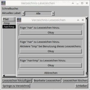Abbildung 4: Lesezeichen sind eine schnelle Möglichkeit, direkt in bestimmte Verzeichnisse zu wechseln.