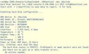 Abbildung 4: Die Konsolenversion gibt im Terminal die wichtigsten Statusdaten eines Datenträgers an.