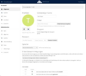Abbildung 4: Bei der Administration von Owncloud stehen dem Anwender weniger Optionen zur Verfügung, um das System optimal einzustellen.