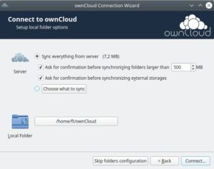 Abbildung 5: Der Owncloud-Client während der Ersteinrichtung: Auch hier lässt sich die gemeinsame Herkunft nicht verleugnen.
