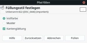 Abbildung 6: &Uuml;ber den Dialog <span class="ui-element">Pfad f&uuml;llen</span> l&auml;sst sich eine Pfadauswahl schnell mit Farbe oder einem Muster f&uuml;llen. Die Funktion erlaubt jedoch keine nachtr&auml;glichen &Auml;nderungen an der F&uuml;llmethode.