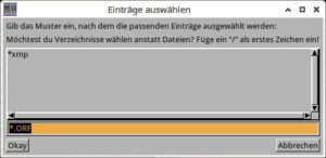 Abbildung 6: Muster begrenzen die in der Liste angezeigten Dateien oder Verzeichnisse.