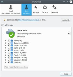 Abbildung 6: Wir konnten unsere Testinstallation von Owncloud ohne Probleme in unsere bestehende Nextcloud einhängen. Dasselbe funktioniert auch umgekehrt.