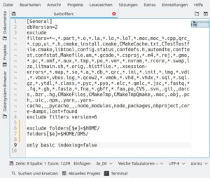 Abbildung 7: Zum Einschr&auml;nken der KDE-Desktop-Suche auf ein oder mehrere Verzeichnisse passen Sie am besten die Konfigurationsdatei <code>~/.config/baloofilerc</code> an.