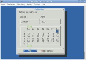 Abbildung 2: Die Datumsmaske von Dialog im Terminal.