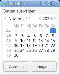 Abbildung 3: Die Datumseingabe mit Yad in der GUI.
