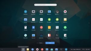 Abbildung 5: Das von Gnome gewohnte App-Grid mit den Anwendungen erreichen Sie durch einen Klick auf das Icon mit den neun Punkten in der Leiste.
