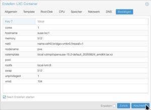 Abbildung 12: Ein Container lässt sich genauso schnell konfigurieren wie eine VM, nach der Einrichtung aber sofort ohne weiteren Installationsprozess benutzen.
