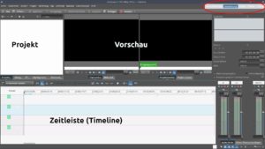 Abbildung 1: So oder &auml;hnlich startet Kdenlive. Von den rechts oben angezeigten f&uuml;nf Programmmodi ist zun&auml;chst <span class="ui-element">Bearbeitung</span> der wichtigste.