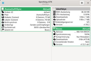Abbildung 2: Syncthing verzichtet als Hintergrunddienst auf eine grafische Oberfl&auml;che. Bei Bedarf gibt es mit Syncthing-GTK jedoch eine &uuml;bersichtliche GUI.