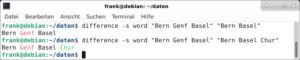 Abbildung 3: Mit dem Tool Difference erkennen Sie die Unterschiede zwischen zwei Zeichenketten, hier am Beispiel einer Liste mit Städtenamen.