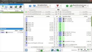 Abbildung 3: Die Anzahl der zu transferierenden Dateien stellt die Software in Pfeilen dar: Gr&uuml;n von links nach rechts, Blau in die andere Richtung.