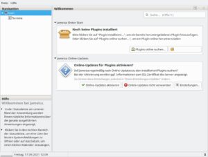 Abbildung 3: Beim manuell installierten Jameica-Framework fehlt noch die als Plugin umgesetzte eigentliche Homebanking-Anwendung Hibiscus, doch Herunterladen und Installation laufen nach einem Klick auf <span class="ui-element">Plugins online suchen</span> selbsterklärend ab.