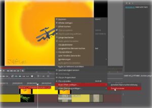Abbildung 4: Effekte lassen sich &uuml;ber das Kontextmen&uuml; der Zeitleiste direkt einf&uuml;gen. Aktivieren Sie dazu den Clip und dann das Kontextmen&uuml;. F&uuml;r das Skalieren ist <span class="ui-element">Transformation</span> der richtige Effekt.