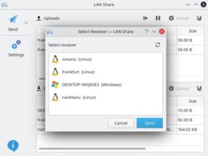 Abbildung 5: Die derzeit aktiven Ziele f&uuml;r einen Datentransfer sehen Nutzer erst dann, wenn sie einen Datentransfer initiieren.