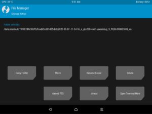 Abbildung 6: TWRP integriert einen Dateimanager, mit dem Sie bei Bedarf alte Backups oder andere Daten l&ouml;schen, um Platz zu schaffen.