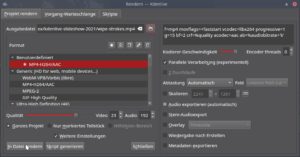Abbildung 10: F&uuml;r das Rendern bietet Kdenlive viele Optionen, die erst mit <span class="ui-element">Weitere Einstellungen</span> sichtbar werden.
