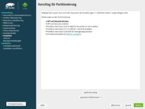 Abbildung 1: Steckt im Rechner als Speichergerät nur eine einzige SSD, dann kann der Installer mit seiner ohne Benutzereingriff erzeugten Partitionierung nichts falsch machen.