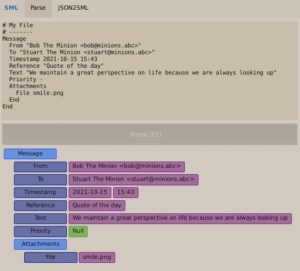 Abbildung 1: Wenn Sie die Markup-Sprache SML ausprobieren möchten, bietet sich dazu die passende Umgebung auf der Webseite des Projekts an.