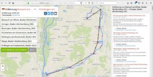 Abbildung 2: Der Dienst von Luftlinie.org errechnet wie wir rund 25 Kilometer für die Strecke.