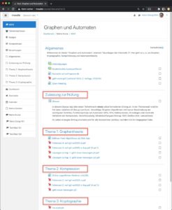 Abbildung 1: Das Themenformat erlaubt es, einen Moodle-Kurs thematisch zu gliedern (rot eingerahmt).