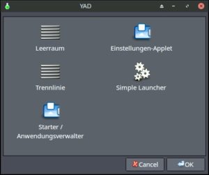 Abbildung 7: Der Icon-Browser von Yad erfasst Icons anhand der im Verzeichnis hinterlegten <code>.desktop</code>-Dateien. Fehler in diesen Files f&uuml;hren allerdings zum Absturz des Programms.