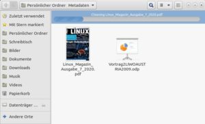 Abbildung 7: MAT2 l&auml;sst sich &uuml;ber ein Plugin direkt im Gnome-Dateimanager Nautilus nutzen.
