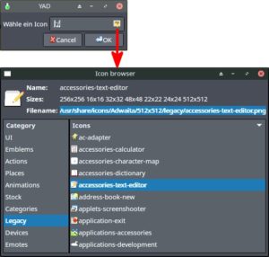 Abbildung 8: Die Alternative zum Icon-Browser: Im Formularmodus l&auml;sst sich das gew&uuml;nschte Icon direkt ausw&auml;hlen.
