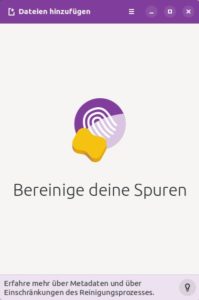 Abbildung 8: Der Metadata Cleaner f&auml;llt durch eine optisch in grellen Farben gehaltene Oberfl&auml;che aus dem Rahmen.
