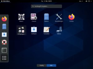 Abbildung 1: Nach Abschluss der Installation steht bei Verwendung der DVD-Version eine Gnome-Umgebung mit einigen vorinstallierten Anwendungen bereit.