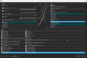 Abbildung 3: Das Verbindungswerkzeug von MusE erlaubt das Verkabeln von Signalquellen (links) sowie Klangerzeugern und Audioausg&auml;ngen (rechts). Plugins laden Sie einzeln, um &uuml;ber die Liste rechts darauf zuzugreifen.