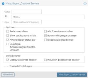 Abbildung 4: Fehlende Dienste pflegen Sie bequem mithilfe eines kleinen Einrichtungsdialogs in das System ein.