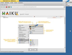 Abbildung 5: Der Browser WebPositive führt Sie durch eine Quick Tour, wenn Sie auf das Icon mit der Glühbirne klicken.
