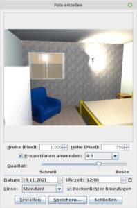Abbildung 6: Mithilfe einer Foto- und Videofunktion rendern Sie Videos und Bilder der virtuellen Wohnung mit wenigen Mausklicks.