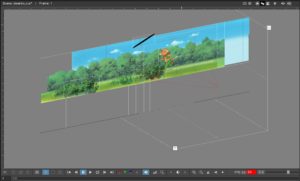 Abbildung 2: Der Startpunkt der Animation: Durch das Verschieben der Hintergr&uuml;nde mit unterschiedlichen Geschwindigkeiten entsteht ein Parallaxeneffekt.