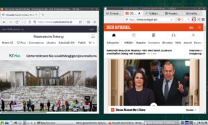 Abbildung 3: Der Standard-Browser Firefox (links) nervt auf Uralt-PCs mit schleppender Reaktion. Etwas flüssiger läuft das KDE-Programm Falkon (rechts).