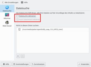 Abbildung 6: Auf leistungsschwachen Rechnern führt das Indizieren von Dateien für die Desktop-Suche zu einer zu hohen Last.